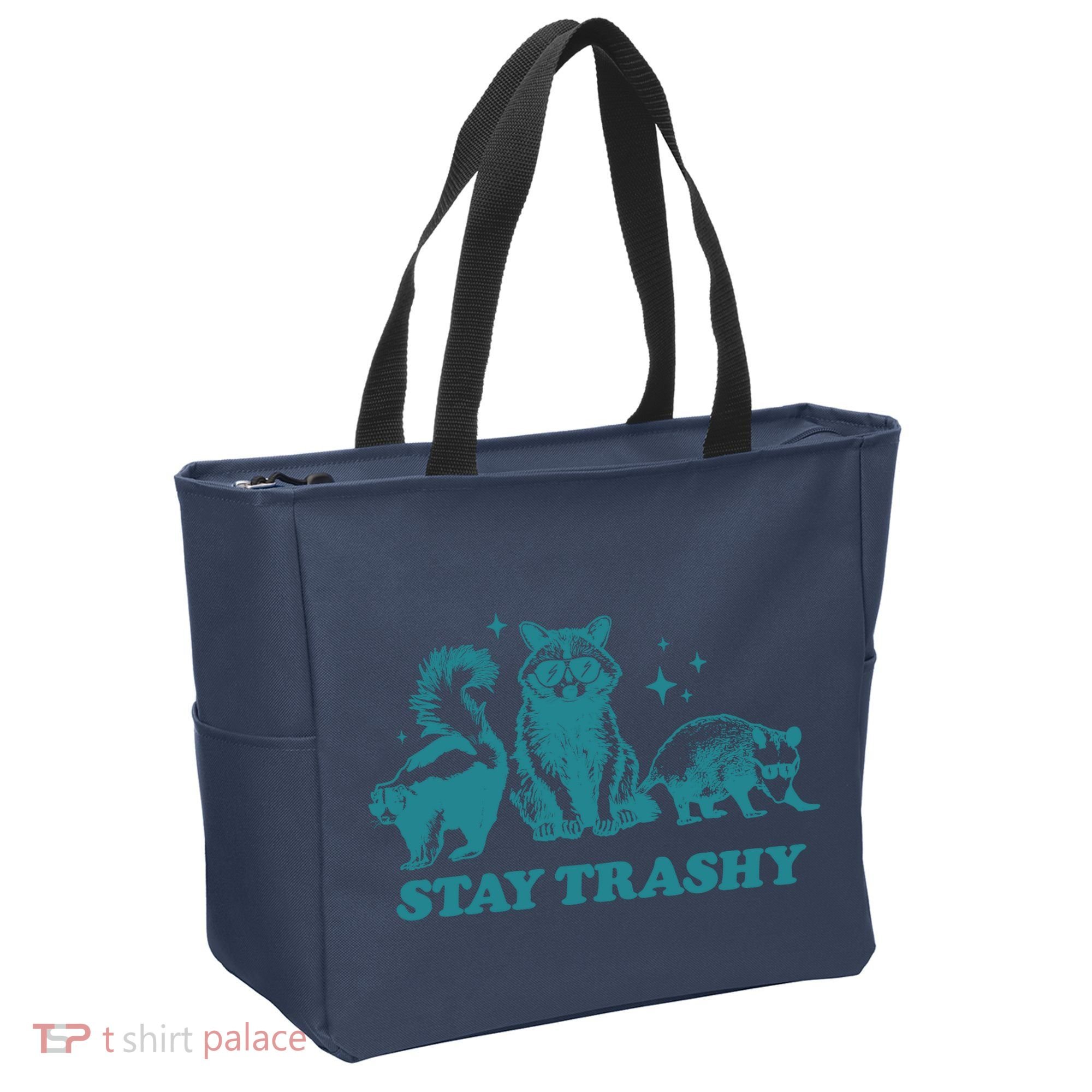 Stay Trashy Funny Raccoon Opossum Skunk Trash Panda Meme Tote Bag