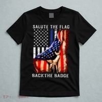 Salute The Flag Back The Badge Flag Police Hand T-Shirt thumb 5