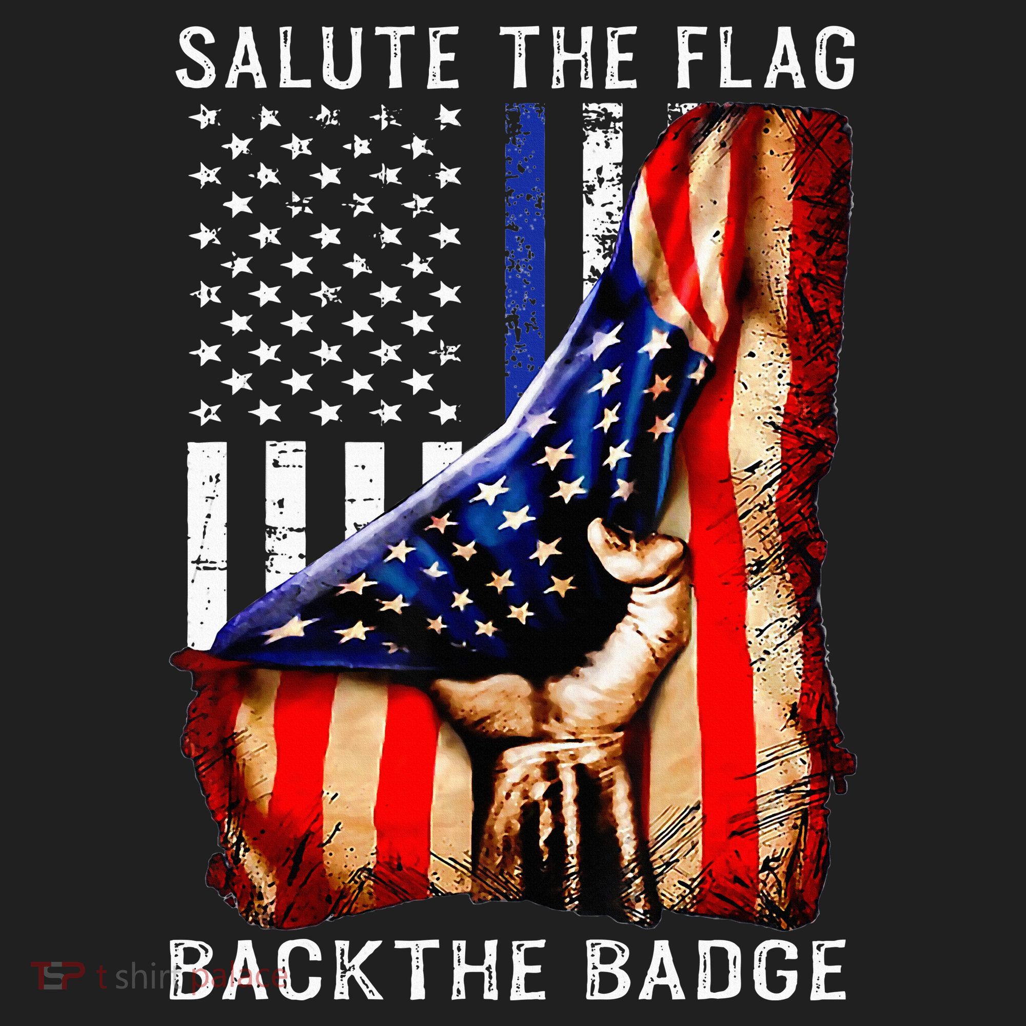 Salute The Flag Back The Badge Flag Police Hand Beanie