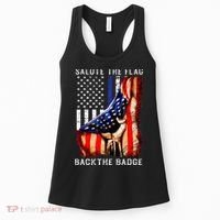 Salute The Flag Back The Badge Flag Police Hand Women's Tank Top thumb 0