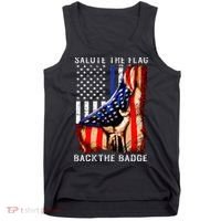 Salute The Flag Back The Badge Flag Police Hand Tank Top thumb 0