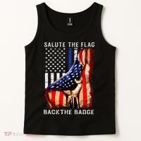 Salute The Flag Back The Badge Flag Police Hand Tank Top thumb 2