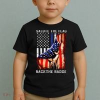 Salute The Flag Back The Badge Flag Police Hand Toddler T-Shirt thumb 2