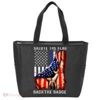 Salute The Flag Back The Badge Flag Police Hand Tote Bag thumb 0