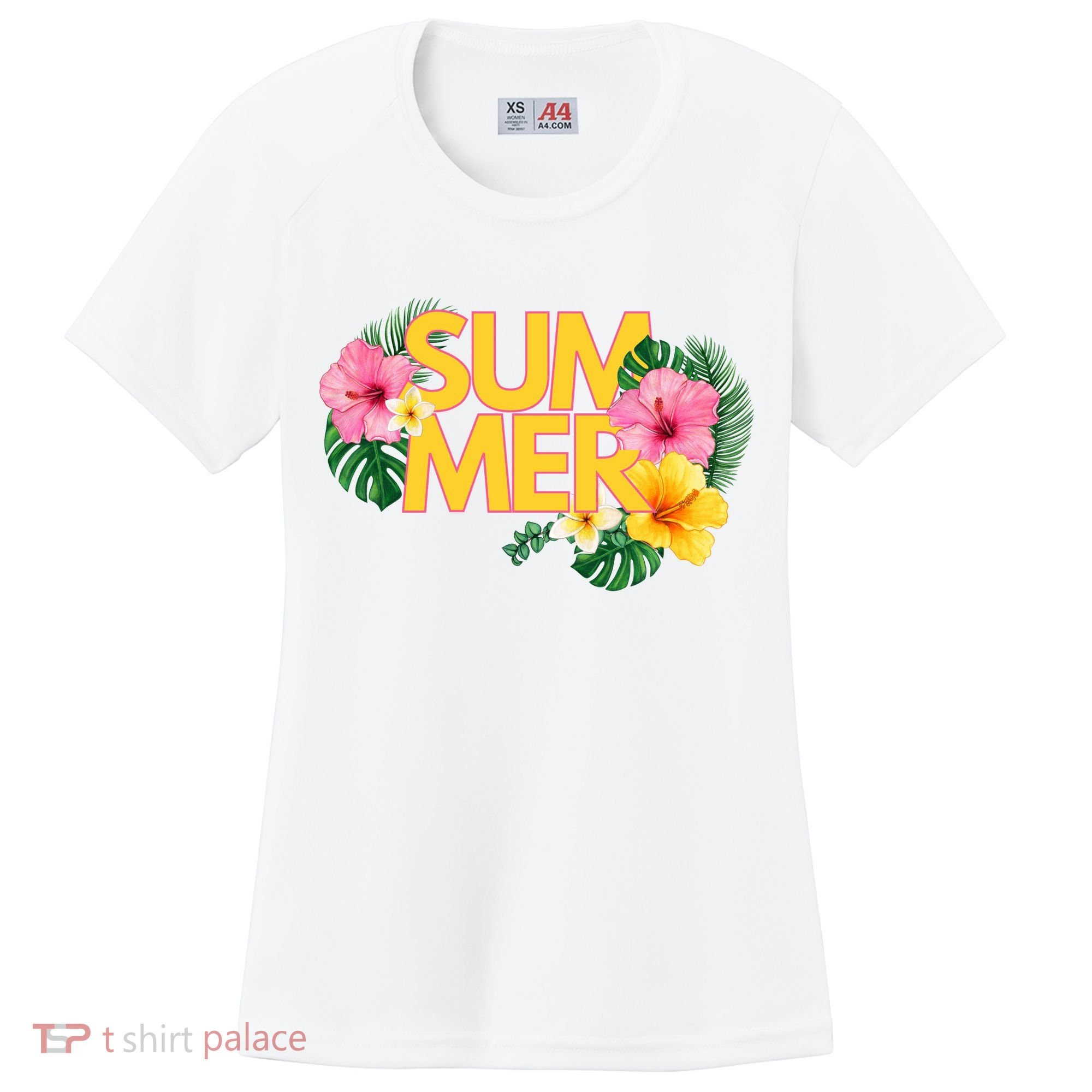 Summer Tropical Floral Women's Cooling Performance Crew T-Shirt