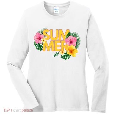 Summer Tropical Floral Women's Long Sleeve Shirt