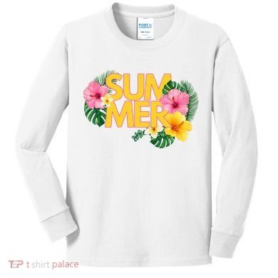 Summer Tropical Floral Kids Long Sleeve Shirt