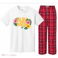Summer Tropical Floral Kids Plaid Pajama Set thumb 0