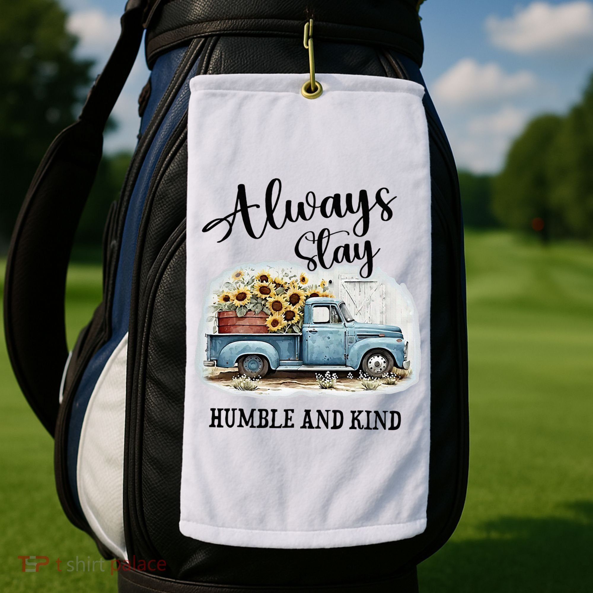Sunflower Truck Farm Always Stay Humble And Kind Golf Towel