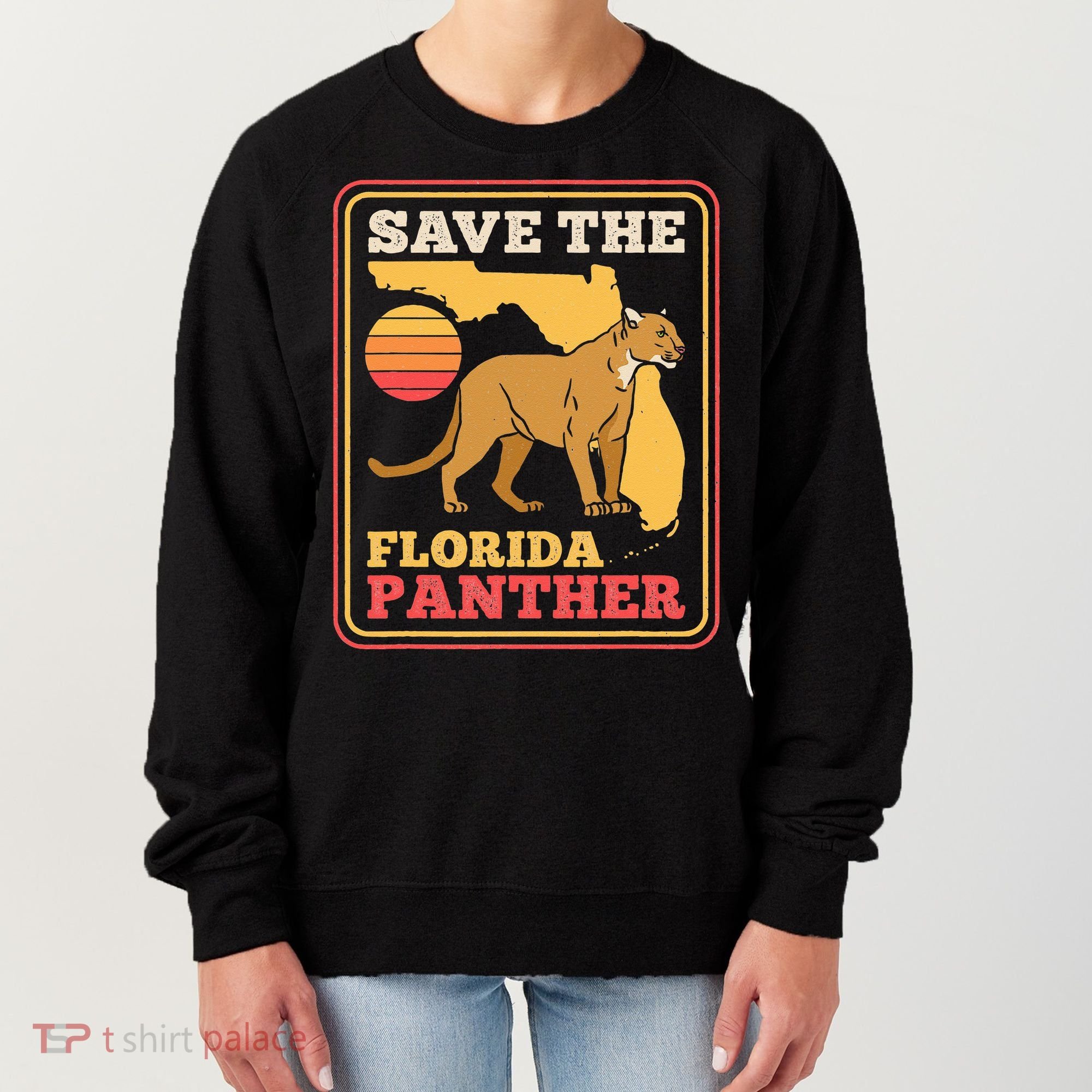 Save The Florida Panther Retro Wildlife Cougar Women's Sweatshirt