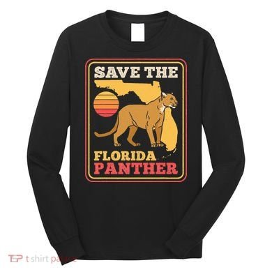 Save The Florida Panther Retro Wildlife Cougar Long Sleeve Shirt