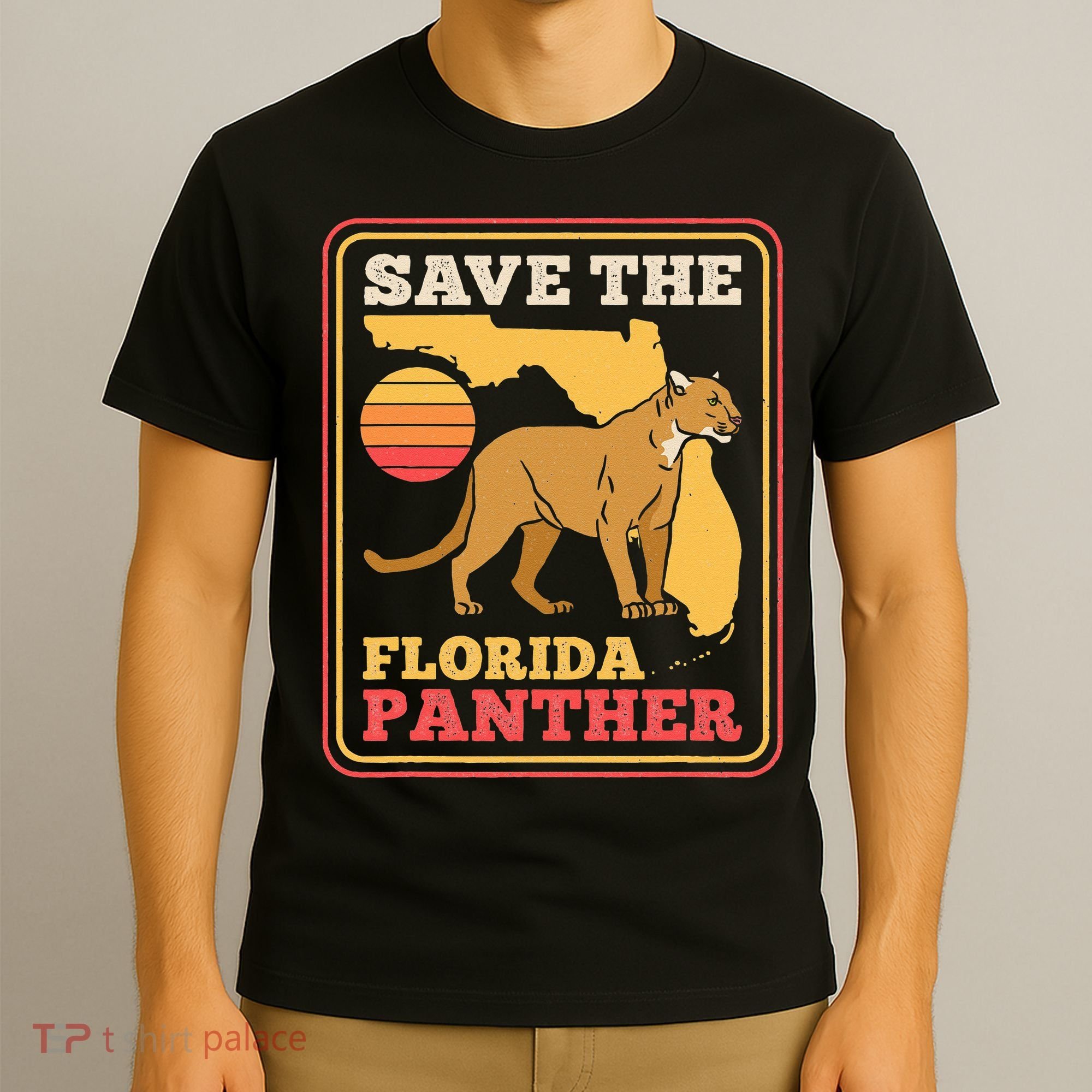 Save The Florida Panther Retro Wildlife Cougar T-Shirt
