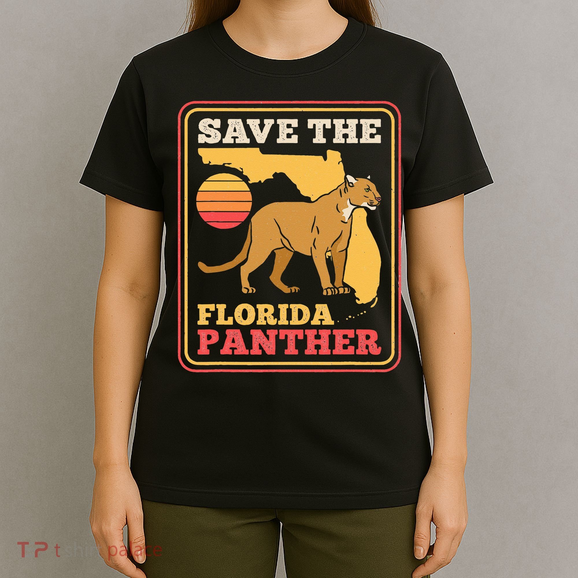 Save The Florida Panther Retro Wildlife Cougar T-Shirt