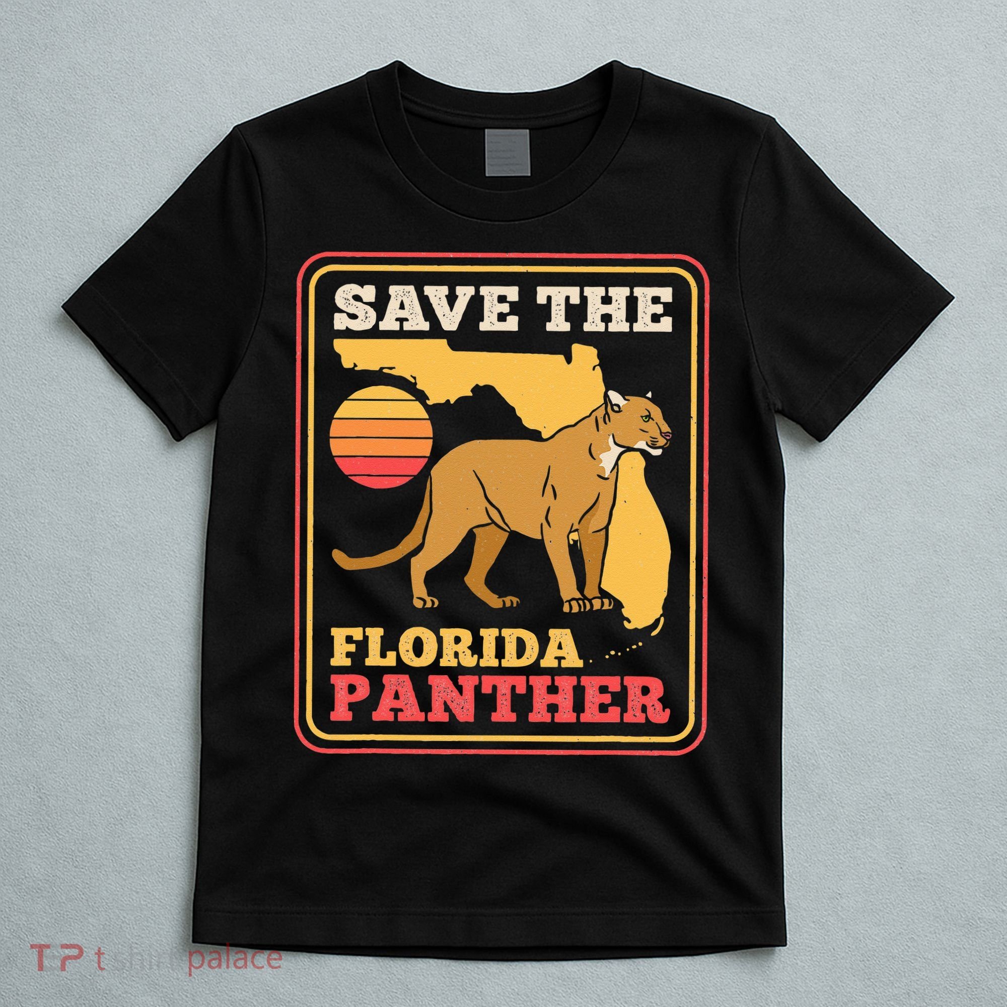 Save The Florida Panther Retro Wildlife Cougar T-Shirt