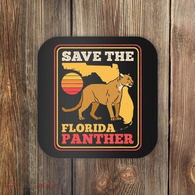 Save The Florida Panther Retro Wildlife Cougar Coaster