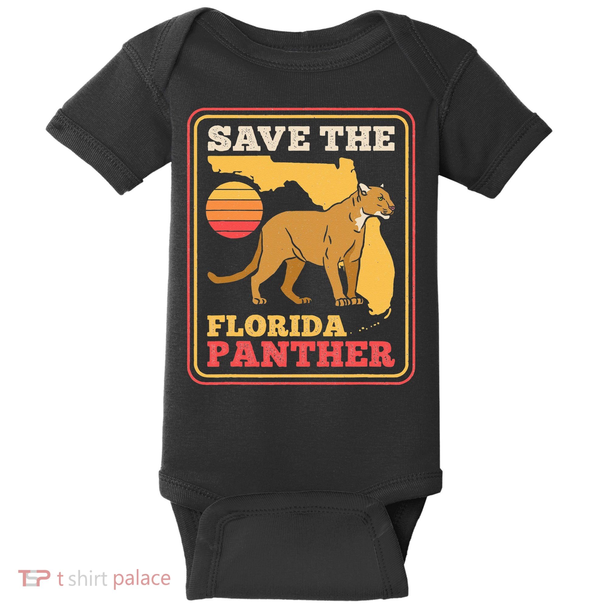 Save The Florida Panther Retro Wildlife Cougar Baby Bodysuit
