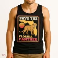 Save The Florida Panther Retro Wildlife Cougar Tank Top thumb 3