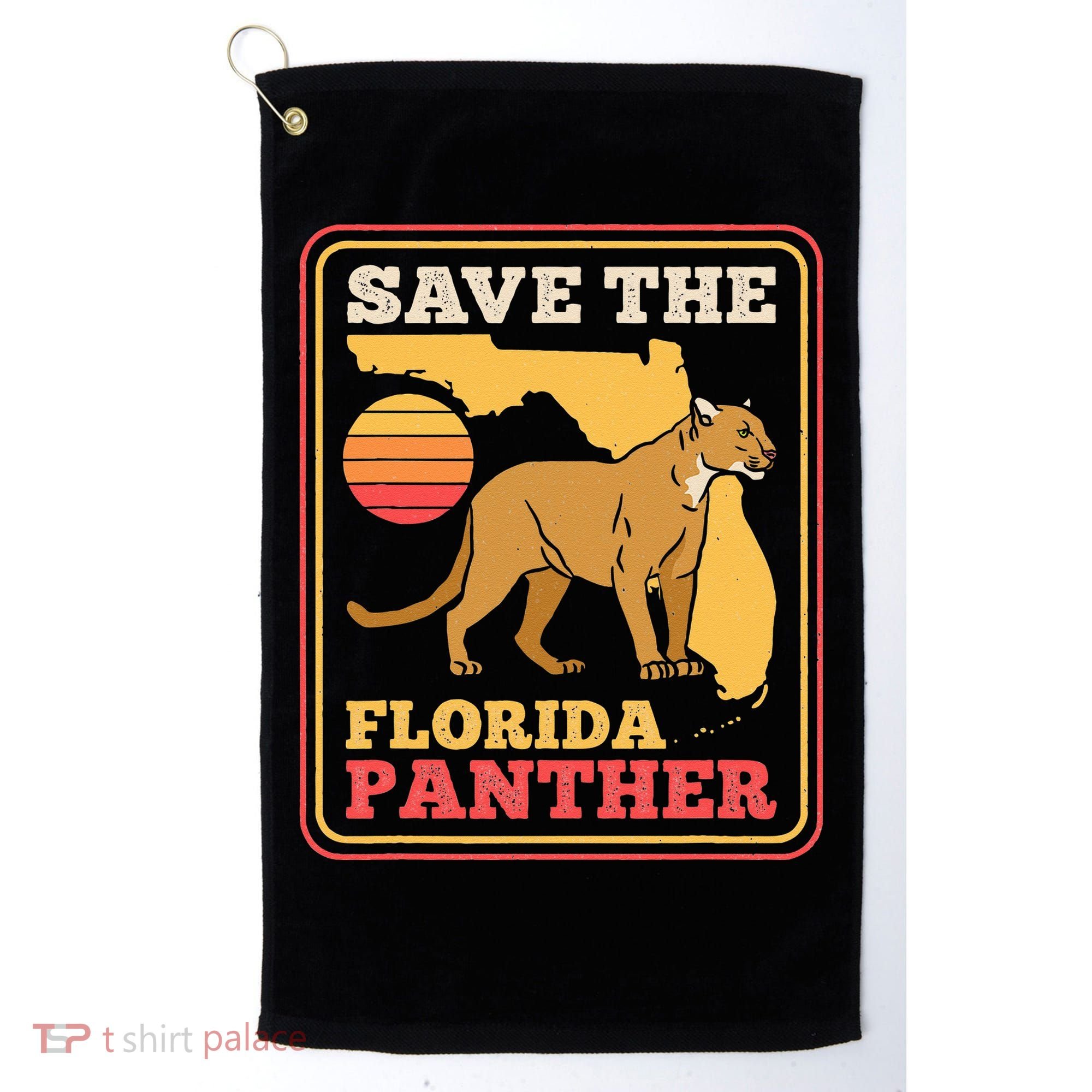 Save The Florida Panther Retro Wildlife Cougar Golf Towel