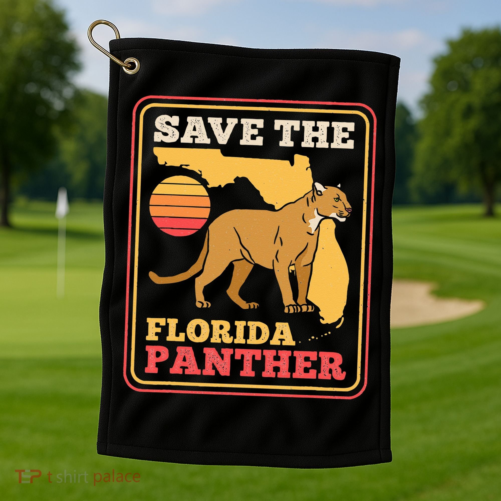 Save The Florida Panther Retro Wildlife Cougar Golf Towel