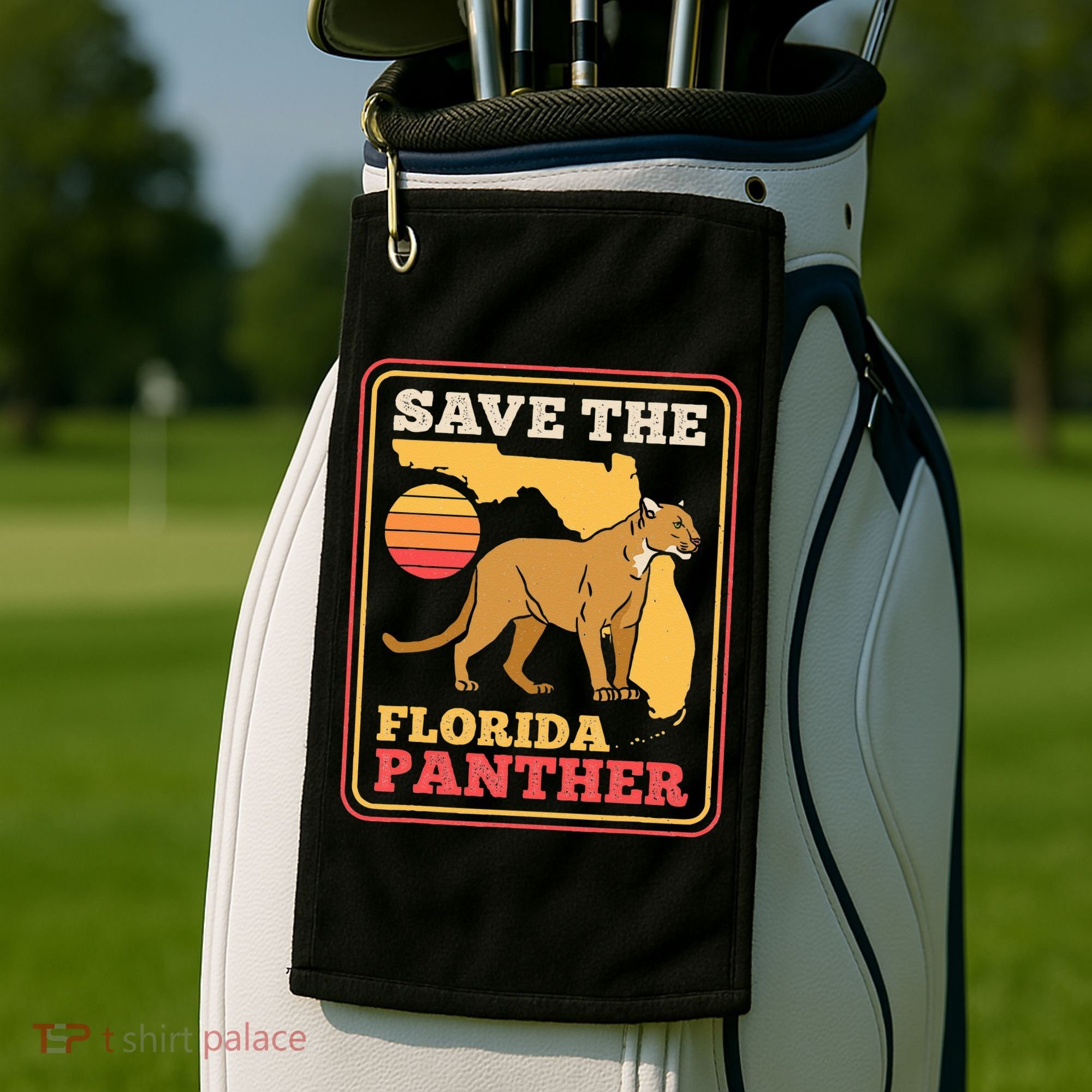 Save The Florida Panther Retro Wildlife Cougar Golf Towel