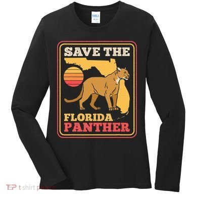 Save The Florida Panther Retro Wildlife Cougar Women's Long Sleeve Shirt