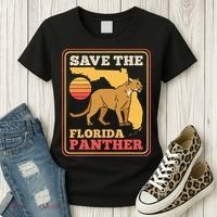 Save The Florida Panther Retro Wildlife Cougar Women's T-Shirt thumb 3