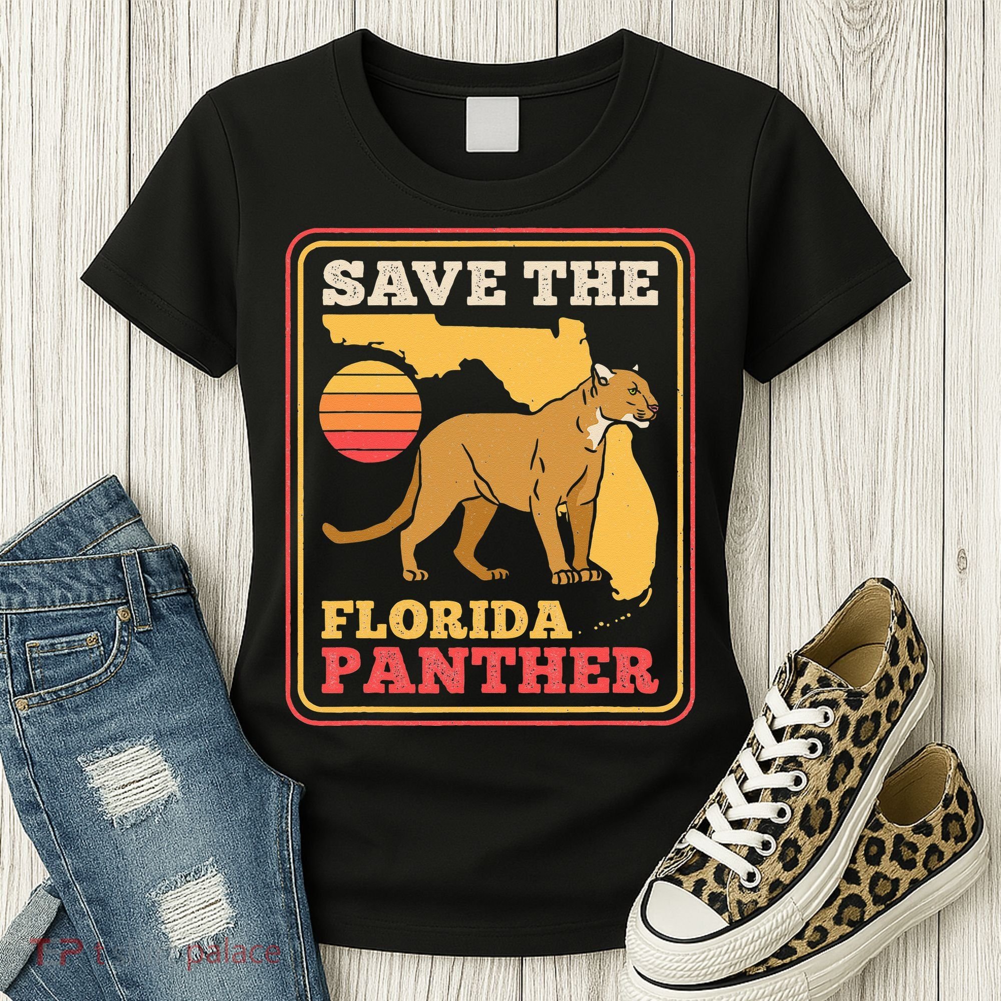 Save The Florida Panther Retro Wildlife Cougar Women's T-Shirt