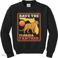 Save The Florida Panther Retro Wildlife Cougar Kids Sweatshirt thumb 0