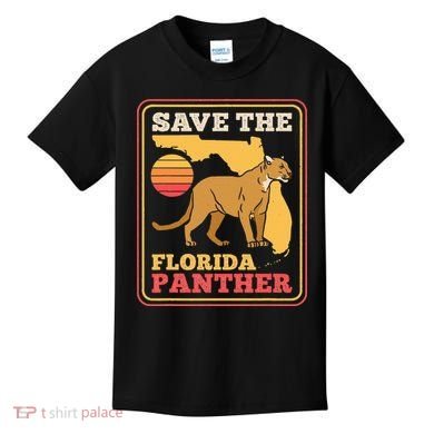 Save The Florida Panther Retro Wildlife Cougar Kids T-Shirt