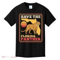 Save The Florida Panther Retro Wildlife Cougar Kids T-Shirt thumb 0