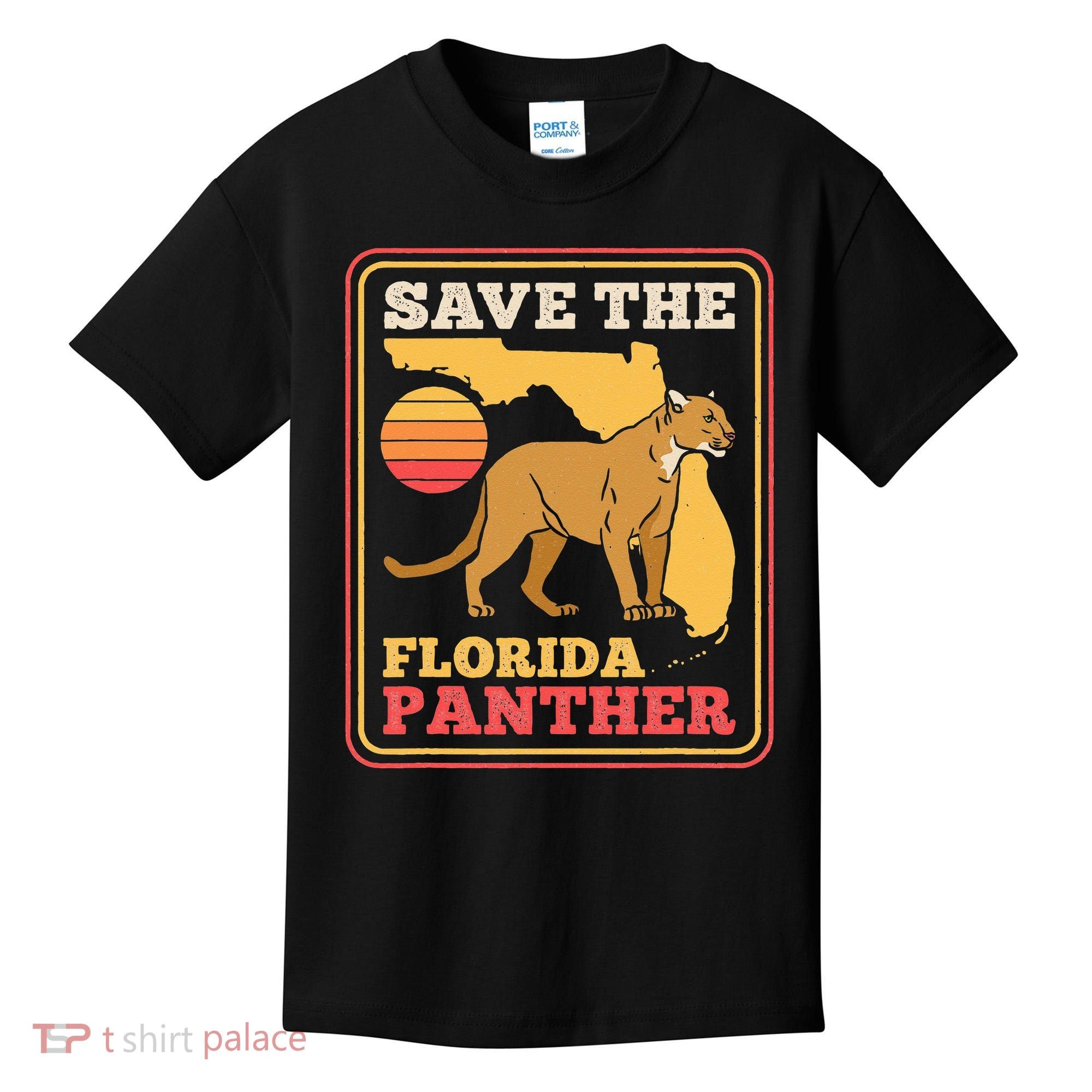 Save The Florida Panther Retro Wildlife Cougar Kids T-Shirt