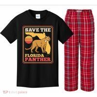 Save The Florida Panther Retro Wildlife Cougar Kids Plaid Pajama Set thumb 0