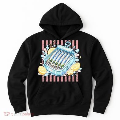 Sardines Tinned Fish Retro Striped Kawaki Anime Hoodie