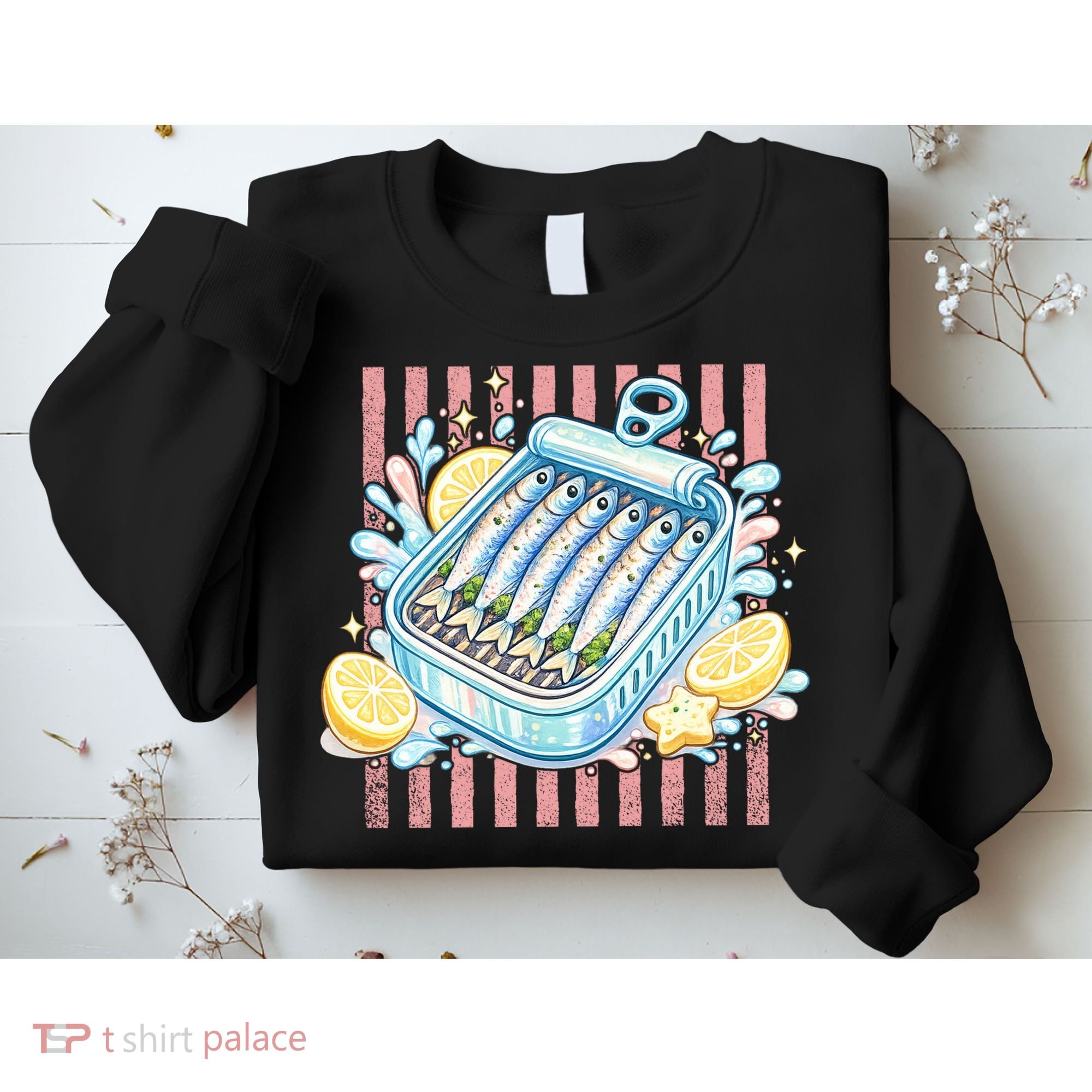 Sardines Tinned Fish Retro Striped Kawaki Anime Sweatshirt