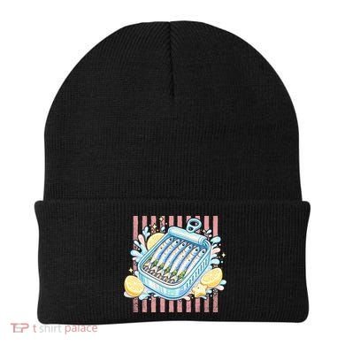 Sardines Tinned Fish Retro Striped Kawaki Anime Beanie