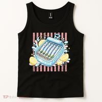 Sardines Tinned Fish Retro Striped Kawaki Anime Tank Top thumb 2