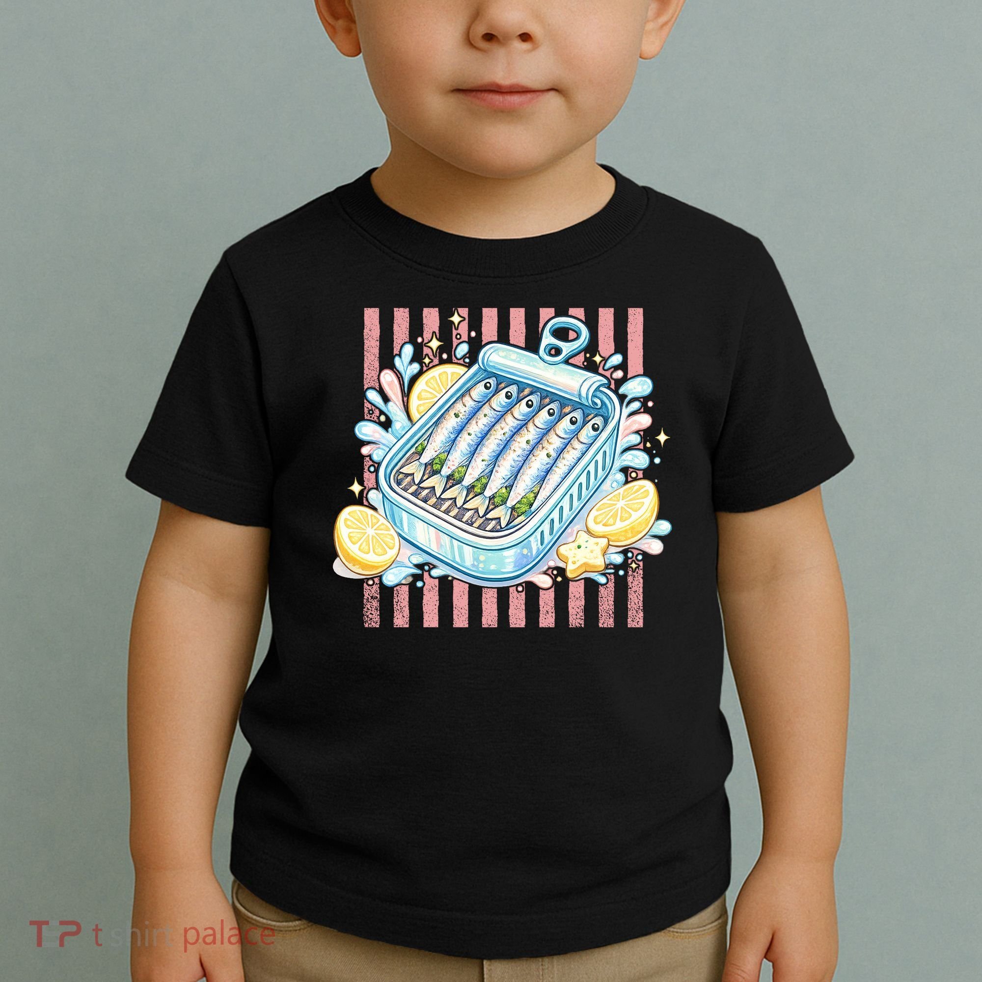 Sardines Tinned Fish Retro Striped Kawaki Anime Toddler T-Shirt