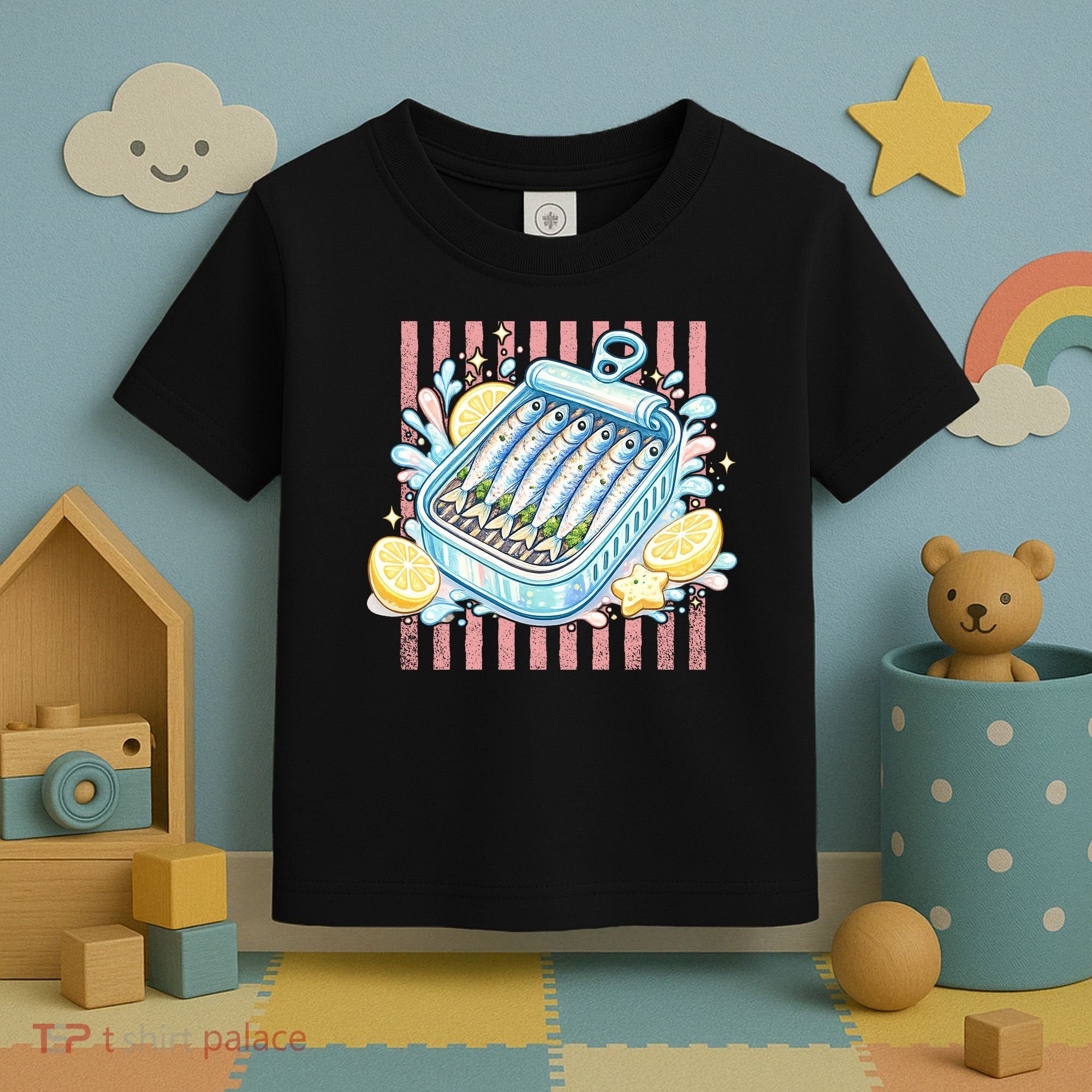 Sardines Tinned Fish Retro Striped Kawaki Anime Toddler T-Shirt