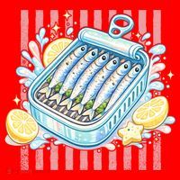 Sardines Tinned Fish Retro Striped Kawaki Anime Santa Hat thumb 1