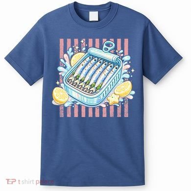 Sardines Tinned Fish Retro Striped Kawaki Anime T-Shirt