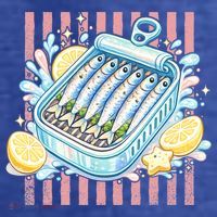 Sardines Tinned Fish Retro Striped Kawaki Anime T-Shirt thumb 5