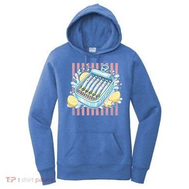 Sardines Tinned Fish Retro Striped Kawaki Anime Women's Hoodie