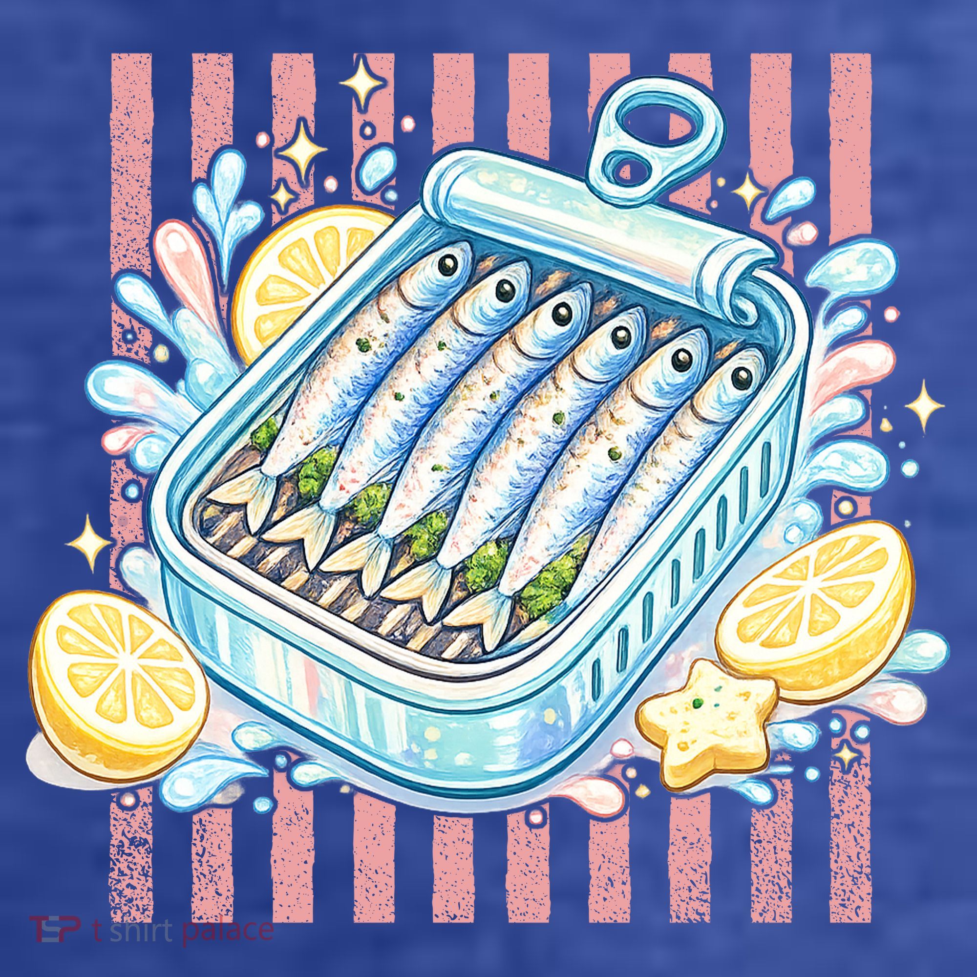 Sardines Tinned Fish Retro Striped Kawaki Anime Women's Hoodie