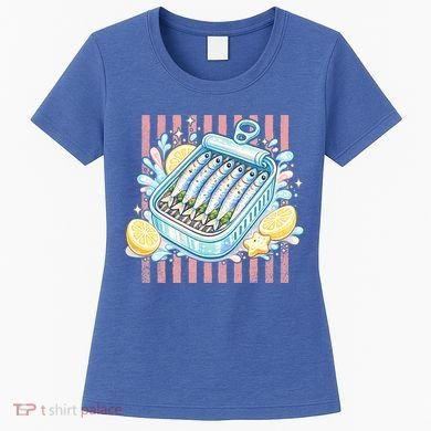 Sardines Tinned Fish Retro Striped Kawaki Anime Women's T-Shirt