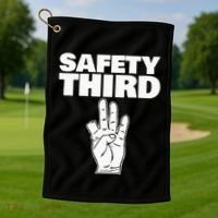 Safety Third Funny Missing Finger Safety Third Golf Towel thumb 1