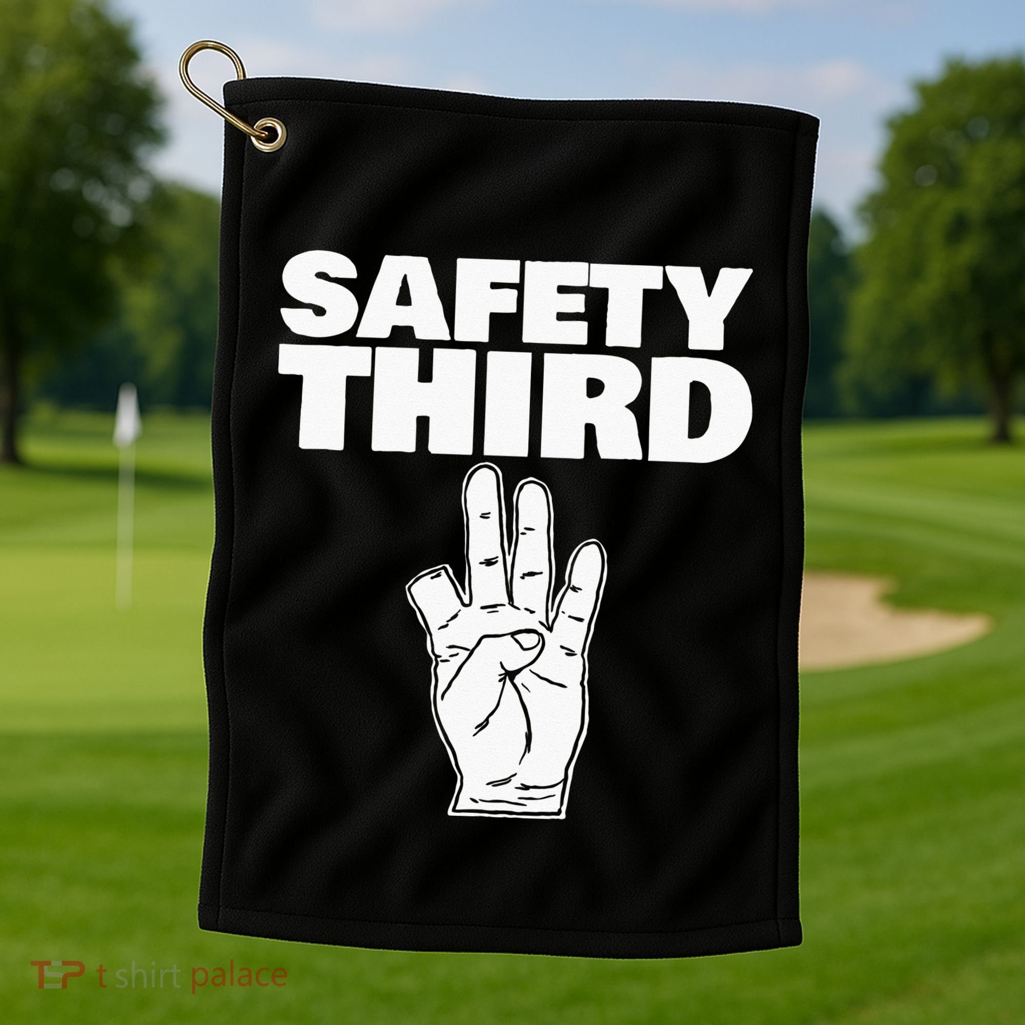 Safety Third Funny Missing Finger Safety Third Golf Towel