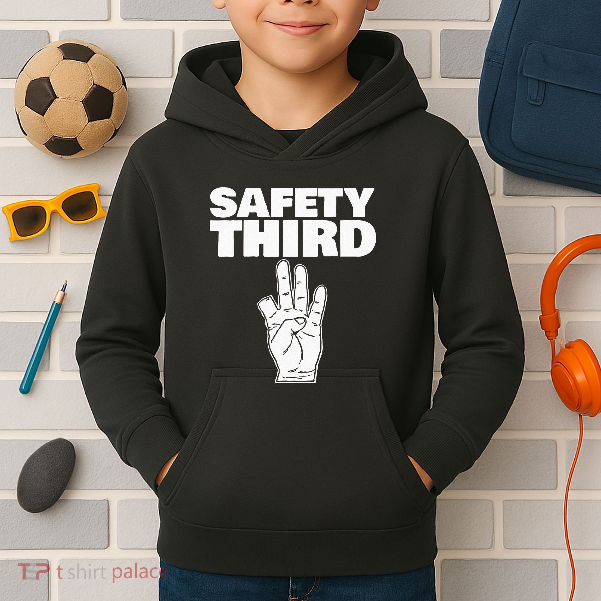 Safety Third Funny Missing Finger Safety Third Kids Hoodie