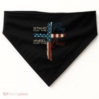 Stand The Flag And Cross Faith American Christian Great Gift USA-Made Doggie Bandana thumb 0