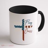 Stand The Flag And Cross Faith American Christian Great Gift Coffee Mug thumb 1