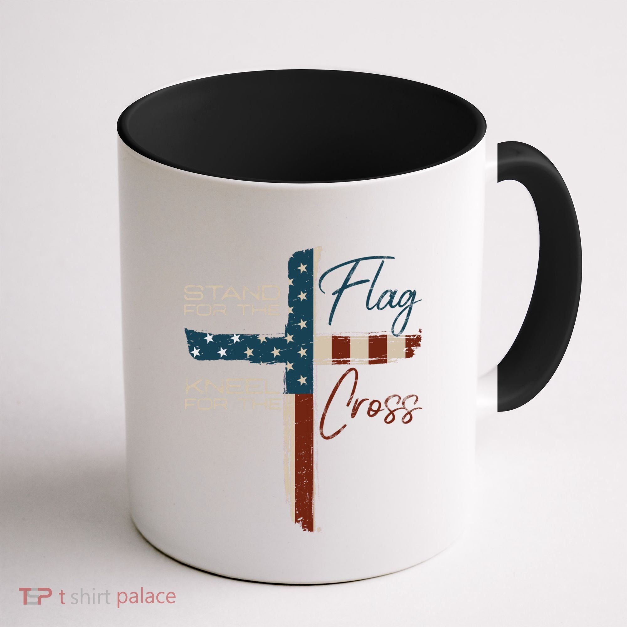 Stand The Flag And Cross Faith American Christian Great Gift Coffee Mug